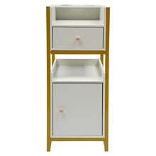 FOGGBET Barber Salon Rolling Trolley Cart, Multifunctional Beauty Salon Storage Rack, Large Capacity Storage Cosmetic Organizer, Barber Station With Drawers And Hair Dryer Racks - White, Gold - View 5