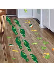 1/5/10 Sheets St.Particks Day Floor Decorations Green Footprint Clover Wall Stickers Luck Irish Party Window Decals For St. Patrick's Day Party Home Floor Window Walls Decor - Green - View 6