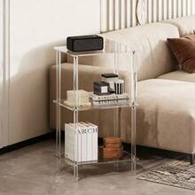 3-Tier Acrylic Family Cozy Sofa Side Table, Minimalist Bedside Table, Transparent Nightstand For Bedroom, Modern Home Living Room Coffee Table