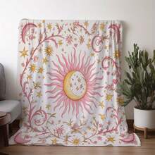 Retro Moon, Star And Sun Printed Blanket,Super Soft Flannel Printed  Blanket,As Birthday Gifts, Family, Wedding, Souvenir Blankets, Polyester Blankets Suitable For All Seasons, Washable, Machine Washable, Lightweight, Breathable, Comfortable, Warm, Unique, 280gsm For Him, Her Personalized Ideal Gifts For Her, Him, Family, Boyfriend, Girlfriend, Father, Family, Mother, Lover, Daughter, Son, Grandfather, Grandmother, Teacher,Doctor, Nurse,Friend, Classmate, Pet. Perfect Nap, Camping, Travel, Home, Daily Life, Office Decoration, Birthday, Anniversary, Valentine's Day, Thanksgiving, Graduation Season,Christmas, Halloween, Mother's Day, Father's Day, Wedding, New Year Gifts ,Sofa,Bed,Car,Bedroom,Living Room,Office,  Outdoor Camping, Beach,Wall Decoration - 多色4 - 查看 4