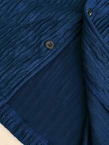 Áo sơ mi nam tay ngắn màu trơn kiểu dáng thường ngày - Màu xanh lam - Xem 7