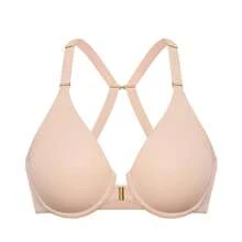DELIMIRA Women's Inbarely Plus Front Closure Bras Racerback Full Coverage Plus Size Unlined Underwire Bra - Beige - View 11