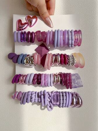 1-30 Pairs Random Heart, Letter, Geometric, Vintage Coin Acrylic Exaggerated Fashion Earring Set, Blind Box Combination, Gift For Women On Mother's Day, Valentine's Day, Christmas, New Year, Daily Wear