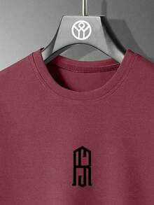 Setelan Kaos dan Celana Pendek Lengan Pendek Leher Bulat Warna Polos Bermotif, Menyerap Keringat, dan Bernapas untuk Remaja di Musim Panas - Burgundy - View 4