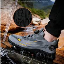 Essential For Outdoor Work: – Unisex Steel Toe Safety Sneakers For Men And Women, Grey Lightweight & Anti-Slip Work Trainers With Air Cushion, Puncture-Proof & Smash-Resistant Design, Indestructible Security Protective Outdoor Security Grey Boots ,Comfortable Breathable Grey Construction Boots For Men ,Rotated Button Easy Wear Work Safety Boots Men Shoes Safety Steel Toe Work Shoes Grey,Steel Toe Shoes Are Important Personal Protective Equipment For Many Industries. Fashionable Safety Shoes Suitable For Construction Sites Under Harsh Working Conditions, Carpenters Iogging, Car Repairs And Outdoor Workers.,Fashionable  Grey All-Season Shoes For Warehouse, Outdoor, Restaurant, Delivery & Training Use - Grey - View 8