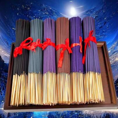 Handmade Romantic Starry Sky Series (Black Cherry Blossom, Lavender, Gentleman, Vanilla, Coffee, Blue Rose) Incense Sticks, For Energy Cleansing, Home & Office Purification, Spa, Meditation, Yoga - Ideal Gifts For Christmas, St. Patrick's Day, Ramadan, Valentine's Day And Other Holidays, Minimalist Label Design, Artistic Craftsmanship, Especially Suitable For Nighttime Use.