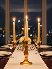 1pc/Set Vintage 3-Arm Metal Candle Holder, Simple Creative Forged Candle Stand, Suitable For Wedding, Family Gathering, Party, Proposal Ceremony And Dining Table Decor, Can Be Used As Centerpiece Or Candle Holder Decoration, Ramadan Decor, Eid Al-Fitr Gift, Ramadan Decoration - Multicolor - View 9