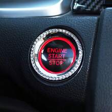 1pc Crystal Rhinestone Car Engine Start Stop Decoration Ring, Bling Car Interior Accessories For Women, Push To Start Button Cover Sticker, A Decorative Ring For The Car'S Start Button, Featuring A One-Touch Start And Embellished With Artificial Diamonds, Designed For Girls As A Car Accessory - Decorative Ring - View 6