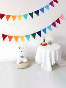 3pcs Vibrant Rainbow Flag Garland - Multicolor Felt Fabric Flags, Ideal For Birthday Party, Wedding, Graduation, Celebration, Event Decoration | Fun Design | Felt Fabric Bunting, Rainbow Party Decor, Multicolor Triangle Flag String, Birthday Party Holiday Decoration (Rainbow Colors), Family Gathering - Multicolor - View 2