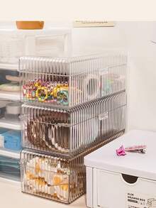 1 hộp đựng phụ kiện tóc trẻ em, hộp đựng phụ kiện tóc 4 ngăn trong suốt, hộp kho báu đựng phụ kiện tóc trẻ em, hộp đựng phụ kiện tóc trẻ em - Nhiều màu - Xem 2