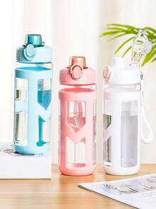 1个700毫升时尚简约便携运动水壶，带防震盖，耐热防摔，适用于家庭、办公室、户外旅行、露营、返校等场合。 - 彩色 - 查看 2