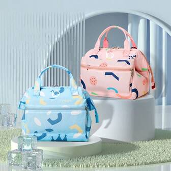 Large Capacity Insulated Cooler Bag, Aluminum Foil Thermal Lunch Bag, Fashionable Shoulder Tote Bag For Moms