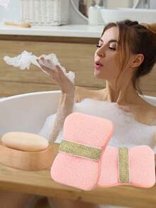 2 pièces/1 pièce Sacs à savon - Éponge de bain - Fleur de bain - Éponge exfoliante - Éponge exfoliante super douce/Abondant congelé, convient pour les accessoires de salle de bain et de douche à la maison/Outils de nettoyage/Porte-savon/Outils de nettoyage de savon/Brosse de dos à filet moussant, Noël - Multicolore - Voir 5