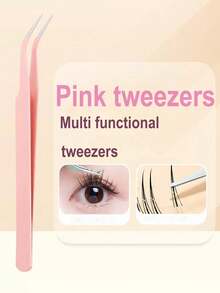 1PC Stainless Steel Eyelash Tweezers, False Eyelash Assist Eyelash Tweezers, Eyelash Curler, Eyebrow Clip,Cheap,Stocking Stuffers,Makeup,Makeup Tools,Cheap Stuff,Gifts,Gifts For Women,Christmas Gifts - Pink - View 1