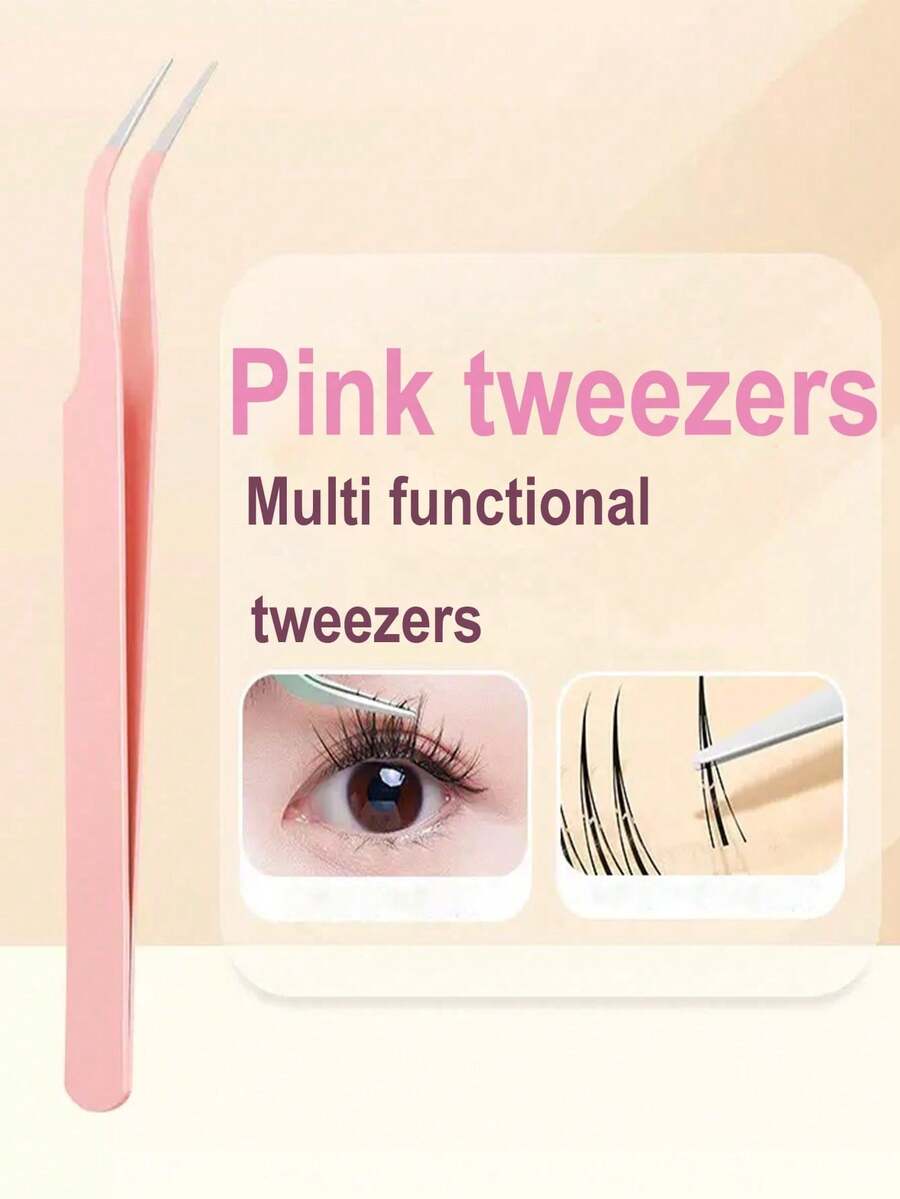 1PC Stainless Steel Eyelash Tweezers, False Eyelash Assist Eyelash Tweezers, Eyelash Curler, Eyebrow Clip,Cheap,Stocking Stuffers,Makeup,Makeup Tools,Cheap Stuff,Gifts,Gifts For Women,Christmas Gifts - Pink - View 1