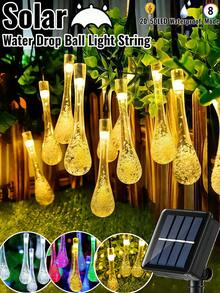 1 pièce Guirlande lumineuse solaire d'extérieur - 8 modes, 5 m/20 LED, 7 m/50 LED, IP65 étanche, 8 modes d'éclairage, guirlande lumineuse solaire à gouttes d'eau, convient pour les jardins, les cours, les fêtes, les pubs, les entreprises, les maisons, les pelouses, les mariages, les balcons, les pavillons, les fêtes, les anniversaires, le camping, les festivals, la décoration de la Saint-Valentin (multicolore/blanc chaud/blanc) Guirlande lumineuse de jardin d'extérieur - Marron - Voir 3