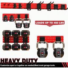 Organizador de herramientas de garaje soporte de pared de 48 pulgadas con 9 ganchos organizador de pared para garaje soporte de herramientas para cobertizo de pala rojo - Rojo - Ver 3