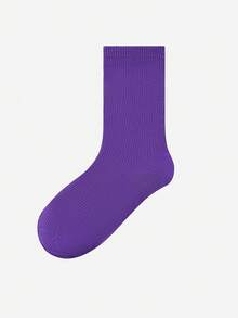 LUVLETTE 1雙女士休閒商務日常穿著寬鬆襪，戶外步行旅行百搭，秋季襪 - 紫色 - 查看 6