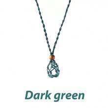 Natural Stone Hand-Woven Net Bag Necklace, Adjustable Retractable Vintage Cord Pendant, Bohemian Style Healing Crystal, Unique Design, Versatile For Daily Wear And Vacation, Great Gift For Friends