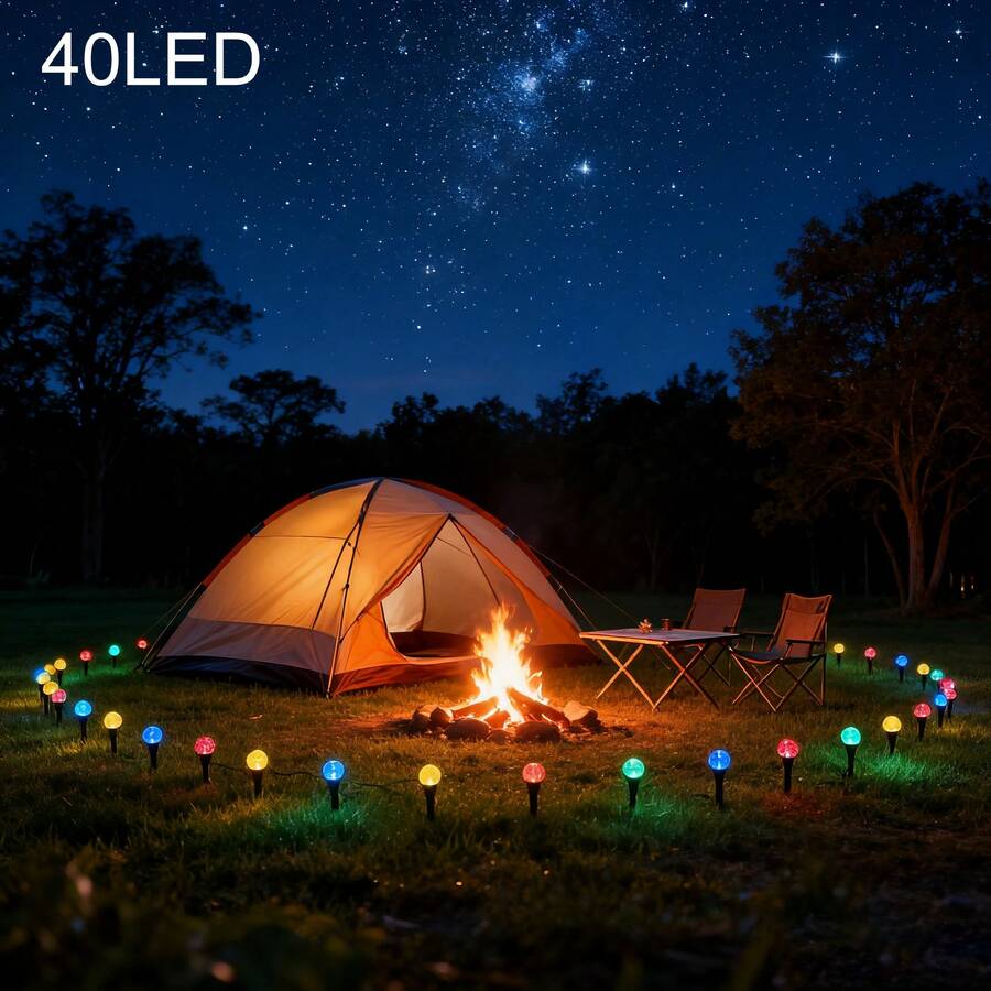 FACHOI-20/40 LED Solar Garden Lights Outdoor, Multicolor/Warm Bubble Pathway Lighting With 8 Modes, Auto On/Off, IP44 - Crystal Ground Stakes For Walkway, Backyard, Lawn, Christmas & Party Decorations - Colored Light - View 1