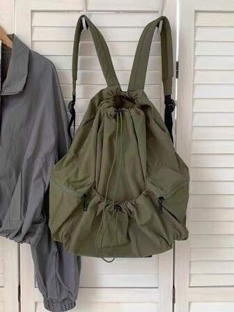 2025 Ny dragskoveckad ryggsäck med stor kapacitet, unisex skolväska för studenter, vattentvättad nylonväv, flera färger tillgängliga