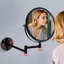 Wall Mounted Bathroom Mirror - 1X/3X Magnifying Makeup Mirror, Double-Sided Magnifying Mirror, Extendable Wall Mounted Bathroom Magnifying Mirror, 360 Degree Rotation - Chrome - View 2