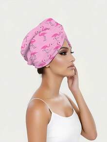 1/2件套火烈鸟图案高品质浴袍套装，1件柔软浴袍+1个吹风帽，粉色友好浴巾礼品，浴室必备，家居用品 - 彩色 - 查看 7