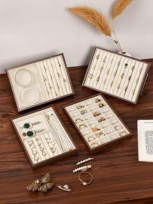 Large Velvet Jewelry Tray, Jewelry Storage & Display Tray, Drawer-Style Earring Storage Box, Stackable Jewelry Organizer Tray, Multi-Function Jewelry Display Tray, Portable Multi-Purpose Storage Box, Desktop Drawer Storage Box - Multicolor - View 3