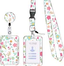 QICHEN Porta Gafete con cordón,manga resistente para tarjetas de identificación para familiares, amigos, enfermeras, profesores (Rosa 1 paquete) - blanco 1 - Ver 1