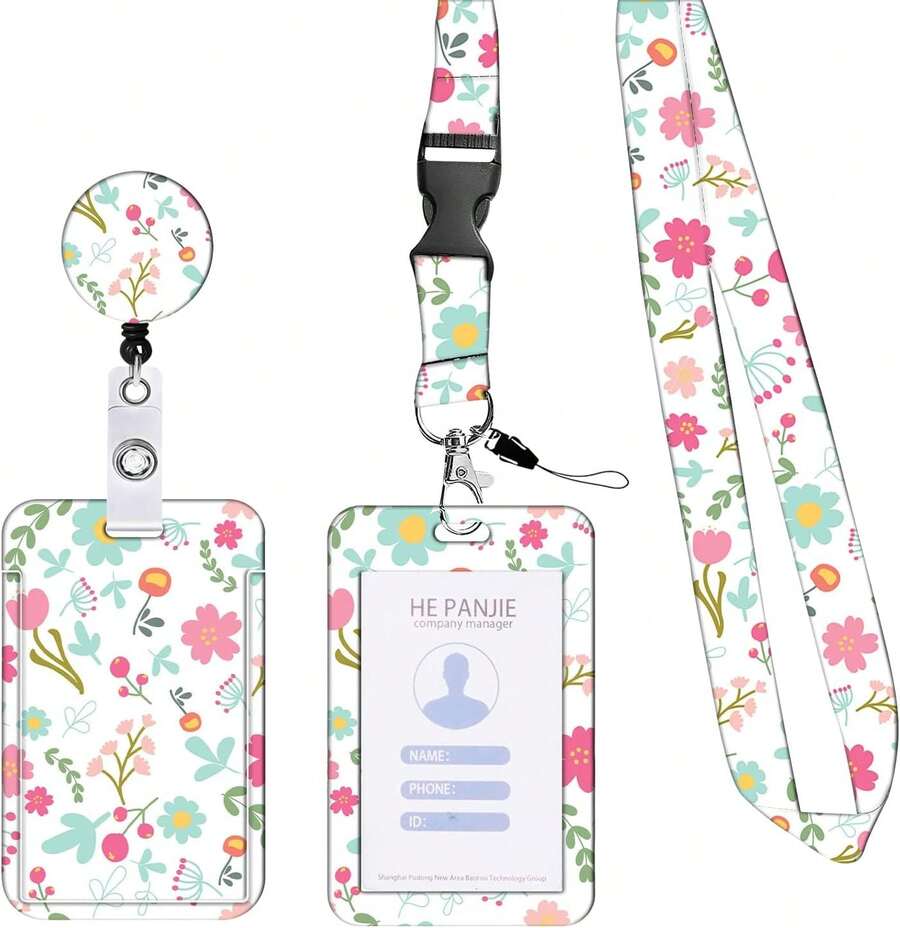 QICHEN Porta Gafete con cordón,manga resistente para tarjetas de identificación para familiares, amigos, enfermeras, profesores (Rosa 1 paquete) - blanco 1 - Ver 1