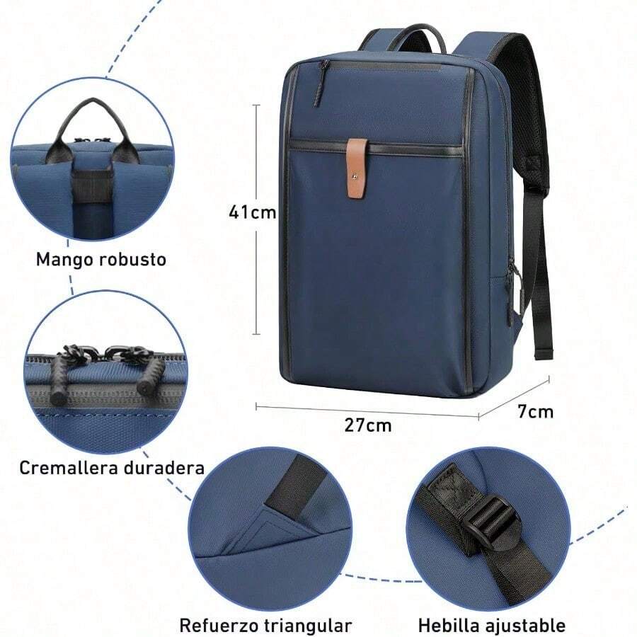 mochila para hombre de 15.6 pulgadas, impermeable, para computadora portátil, gran capacidad delgada y ligera, para ocio y viajes - Azul - Ver 1