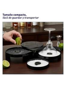 Recubridor de Bordes para Vasos con 3 Bandejas Giratorias, Ideal para Bar y Coctelería | Bluelander - Negro - Ver 4