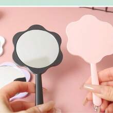 5pcs Cute Flower Handheld Mirrors, With Floral Handle And Surface - Portable Mini Makeup Mirror, Suitable For Students - Pink, Light Blue, Light Purple, Black, White - Travel-Friendly Compact Mirror, Ideal For On-The-Go,Giveaways,Travel,Cheap Stuff,Travel Essential - Multicolor - View 9