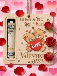 1 Peça Pingente de Carteira Urso de Pelúcia com Estampa de Café do Dia dos Namorados, Pingente de Carteira Romântico, Design Fofo de Urso, Tema de Coração, Tag de Presente Adorável, Ornamento Criativo de Presente em Dinheiro, Decoração de Árvore de Férias, Adequado para Decoração do Dia dos Namorados, Sala de Estar, Quarto, Porta do Escritório, Decoração de Parede, Troca de Presentes, Lembrancinha de Festa, Pingente de Decoração Doméstica