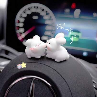 1Pair 5cm Soft Rubber Cute Kissing Animals Car Interior Ornaments Valentine's Day Gift For Vehicle Dashboard Decor Valentine's Day Gift