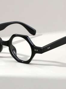 1 Pair Men's Polygon Small Frame Rivet Retro Punk Style Personalized Fashion Quality Non-Prescription Glasses - Clear - View 5