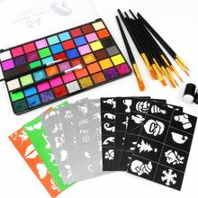 opeth 54 Color Body Paint Set, Includes 12 Brushes, 10 DIY Template Stickers, 2 Finger Sponges, Suitable For Costume Parties, Halloween, Stage Makeup, Holiday Parties, Water-Soluble & Easy To Clean, Non-Irritating - Multicolor - View 6