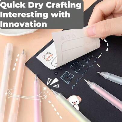 Macaron-Colored Dot Glue Cap Pull-Out 20-Second Quick-Drying Dot Glue Pen, Pen-Shaped Glue, Children's Notebook Sticking Quick-Drying Glue, Student Creative Colored Dot Glue Pen