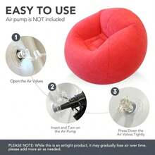 45x45x28 Inflatable Beanless Bean Bag Chair Lounge Sofa - Red - 紅色 - 查看 5