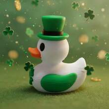 St. Patrick's Day Green Top Hat & Four-Leaf Clover Duck Mini Resin Figurine - DIY Micro Landscape Terrarium Decoration Accessory: Lucky Small Ornament For Desktop Decor, Craft Projects & Festive Gifting Items - màu xanh lá - Xem 3