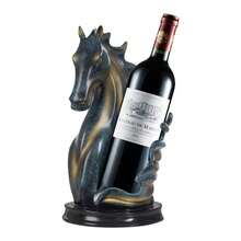 SENDERPICK 1PCS Wine Storage Display Rack Modern Wine Bottle Holder Horse Statue Wine Rack - Blue and Gold - View 2
