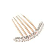 2pcs - 1pc Zinc Alloy Faux Pearl Hair Clip Comb, Women Rhinestone Side Comb, 5-Tooth Hair Comb, Elegant Hair Accessory, Suitable For Daily Wear And Wedding/Holiday, Headpiece, Hair Accessories - 1 - View 5