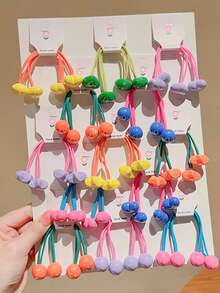 10/20/30pcs Girl Cute Hair Rope With Beads, Love, Flowers And Stars High Elasticity Double Leg Design Does Not Hurt Hair Daily Wear Ponytail Fixed Strap Sweet Accessories - Multicolor - View 3