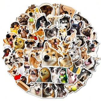 56 st. realistiska hundklistermärken gör-det-själv vattentäta kreativa graffitiklistermärken, surfplatta, dator, bärbar dator, telefonskal, gitarr, stationär dator, vattenkopp, bagage, skidbräda, leksaksdekorationer, handväskdekorationer