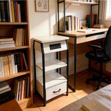 Buró De Noche Con Enchufe Buros Recamaras Buros Con Cajones - Blanco - Ver 1