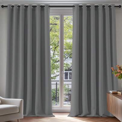 Deconovo Thermal Insulated Blackout Curtain With Eyelets 229 X 229 Cm Light Grey