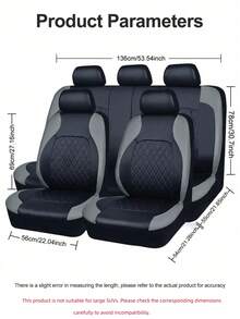 9pcs Universal Luxury Quilted PU Leather Car Seat Covers For 5-Seater Vehicles, Split Front And Rear Bench Seat,Airbag Compatible, Breathable, Anti-Slip Cushion Protector For Car, SUV, Sedan, Van, Automotive Interior Covers, Airbag Compatible, 9PCS Included : 2 Front Seat Covers, 1 Backrest Cover, 1 Back Seat Cover And 5 Headrest Covers.