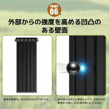 サイドオーニング付き　物置 屋外 大型 倉庫 440L 大型物置 可動棚付き　戸外収納庫 物置 防水/耐侯 収納可能 ガーデン/庭/田畑/農場 頑丈 大容量 スチール 床なし - ブラック - チェックする 9
