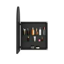 Elegante mobiletto con specchio ad arco, mobiletto per medicinali incassato, mobiletto da parete con cornice in metallo, specchio e ripiani regolabili, mobiletto con specchio con spazio per bagno, soggiorno e camera da letto, nero - nero - Visualizzare 7