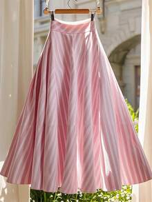 Chân váy xếp ly cạp cao cạp 3 kiểu dáng mới dành cho nữ, đơn giản, thời trang, thanh lịch, họa tiết sọc hồng trắng lãng mạn kiểu Pháp, đa năng và sành điệu, thích hợp cho kỳ nghỉ xuân hè. - Nhiều màu - Xem 4